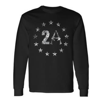 2A For Men White Camo Gun 13 Stars American Flag Usa Ar15 Long Sleeve T-Shirt - Seseable
