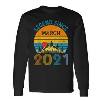 2Nd Birthday Idea Legend Since March 2021 2 Years Old Long Sleeve T-Shirt | Mazezy
