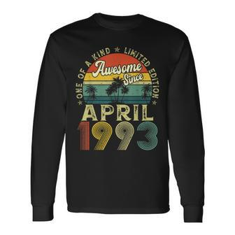 30Th Birthday Awesome Since April 1993 30 Years Old Long Sleeve T-Shirt T-Shirt | Mazezy