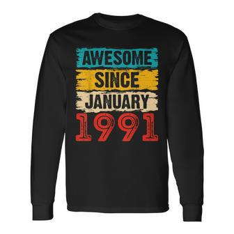 32 Year Old Awesome Since Januar 1991 32 Geburtstag Geschenke Langarmshirts - Seseable