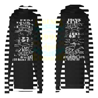 32Th Birthday Vintage Legends Born In 1991 32 Year Old Long Sleeve T-Shirt | Mazezy