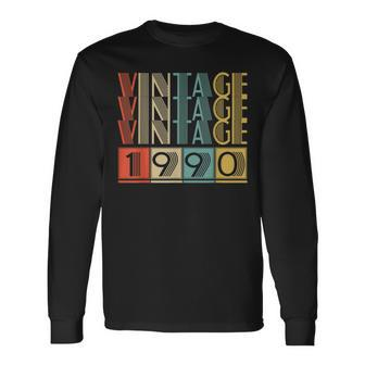33 Year Old Gifts Made In 1990 Vintage 1990 33Rd Birthday Men Women Long Sleeve T-shirt Graphic Print Unisex - Seseable