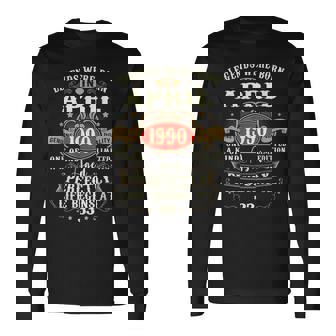 33Rd Birthday 33 Years Old Legends Born April 1990 Long Sleeve T-Shirt | Mazezy
