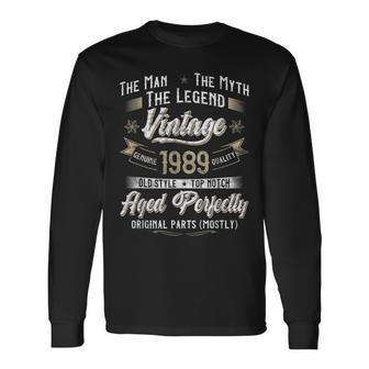 34. Geburtstag Herren Langarmshirts Mythos Legende 1989 Vintage - Seseable