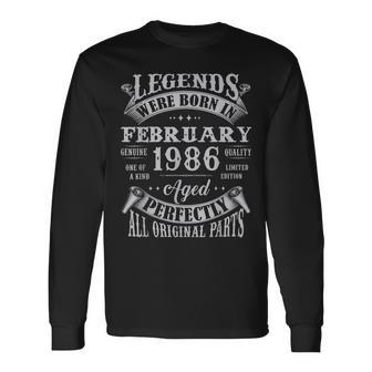 37 Years Old Legends Born In February 1986 37Th Bday Long Sleeve T-Shirt - Seseable
