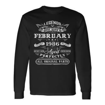 37 Years Old Legends Born In February 1986 37Th Bday V2 Long Sleeve T-Shirt - Seseable