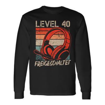 40 Geburtstag Jungen Video Gamer Level 40 Unlocked Männer Langarmshirts - Seseable