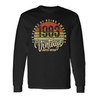 40 Year Of Being Awesome Since 1983 40Th Birthday Vintage Long Sleeve T-Shirt - Seseable