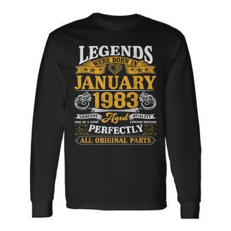 40 Years Old Gift Legends Born In January 1983 40Th Birthday Men Women Long Sleeve T-shirt Graphic Print Unisex - Seseable