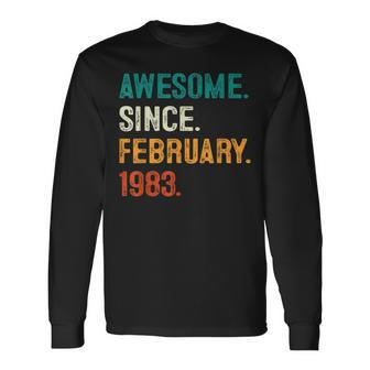 40 Years Old Gifts Awesome Since February 1983 40Th Birthday Men Women Long Sleeve T-shirt Graphic Print Unisex - Seseable