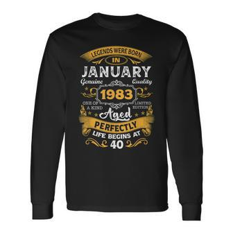 40 Years Old Gifts Legends Born In January 1983 40Th Bday Men Women Long Sleeve T-shirt Graphic Print Unisex - Seseable