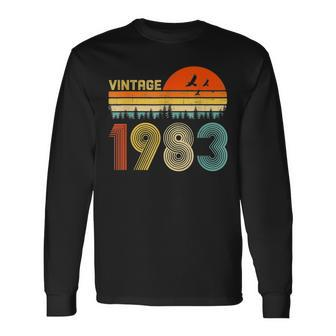 40Th Birthday Vintage 1983 Retro Bday 40 Years Old Long Sleeve T-Shirt - Seseable