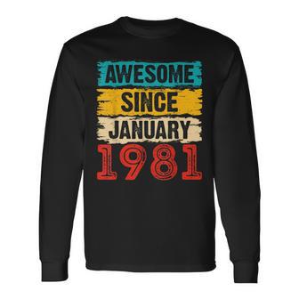 42 Year Old Awesome Since Januar 1981 42 Geburtstag Geschenke Langarmshirts - Seseable