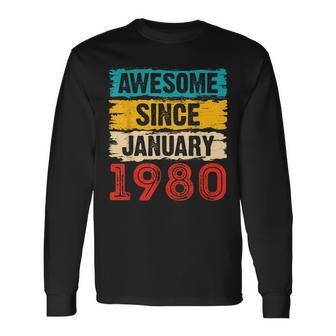 43 Year Old Awesome Since Januar 1980 43 Geburtstag Geschenke Langarmshirts - Seseable