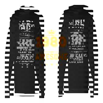 43 Years Old Vintage March 1980 43Rd Birthday Long Sleeve T-Shirt | Mazezy