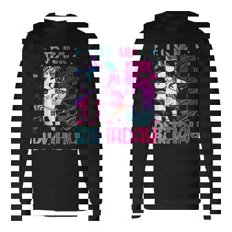 5 Year Old Unicorn Flossing 5Th Birthday Girl Party Long Sleeve T-Shirt | Mazezy