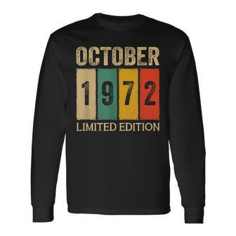 50 Year Old Vintage October 1972 October Birthday Men Women Long Sleeve T-Shirt T-shirt Graphic Print - Thegiftio UK