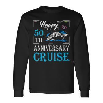 50Th Wedding Anniversary - Happy 50Th Anniversary Cruise Men Women Long Sleeve T-shirt Graphic Print Unisex - Seseable