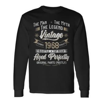 55. Geburtstag Herren Langarmshirts 1968 Vintage Mann Mythos Legende - Seseable