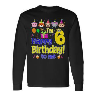 Im 6 Happy Birthday To Me Animal Cup Cake Birthday Party Men Women Long Sleeve T-Shirt T-shirt Graphic Print - Thegiftio UK