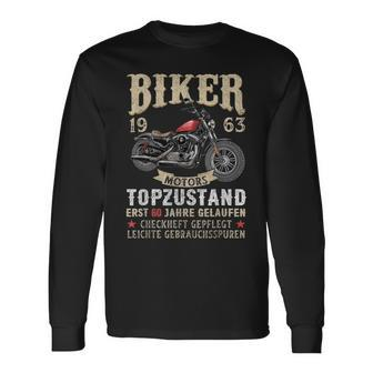 60 Geburtstag Mann Biker 60 Jahre Alt Motorrad 1963 Langarmshirts - Seseable
