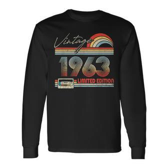 60 Year Old Born In 1963 Vintage 60Th Birthday Long Sleeve T-Shirt T-Shirt | Mazezy