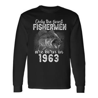 60 Year Old Fishing Fisherman 1963 Vintage 60Th Birthday Men Long Sleeve T-Shirt - Thegiftio UK