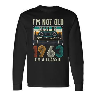 60 Year Old Gifts Vintage 1963 60Th Birthday Cassette Tape Men Women Long Sleeve T-shirt Graphic Print Unisex - Seseable