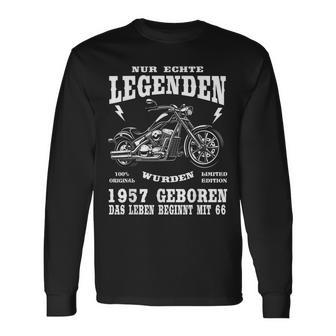 66. Geburtstag Biker Herren Langarmshirts, Motorrad Chopper 1957 Design - Seseable