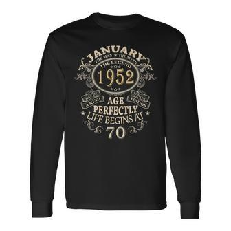 70Th Vintage Birthday For Man Myth Legend January 1952 Long Sleeve T-Shirt - Seseable