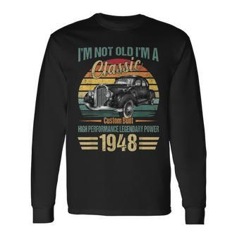 75 Year Old Vintage 1948 Classic Car 75Th Birthday Long Sleeve T-Shirt - Thegiftio UK