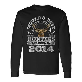 8 Years Old Deer Hunter Born In 2014 8Th Birthday Hunter Men Women Long Sleeve T-shirt Graphic Print Unisex - Seseable