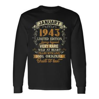 80 Year Old Awesome Since January 1943 Vintage 80Th Birthday Long Sleeve T-Shirt - Seseable