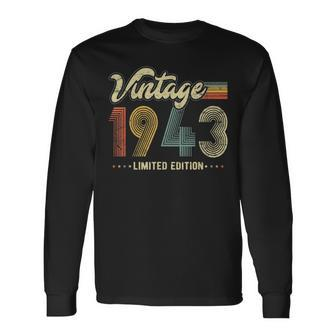 80 Year Old Born In 1943 Vintage 80Th Birthday Retro Long Sleeve T-Shirt T-Shirt | Mazezy