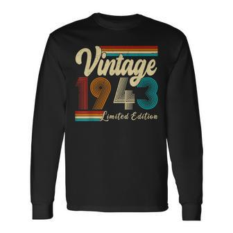80 Year Old Gifts Vintage 1943 Limited Edition 80Th Birthday Men Women Long Sleeve T-shirt Graphic Print Unisex - Seseable