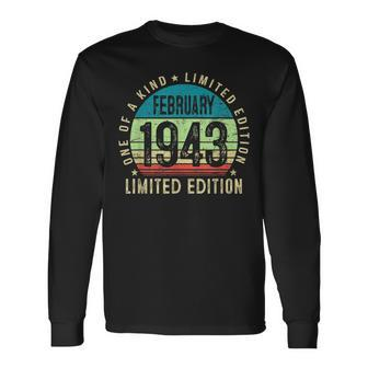 80 Year Old Vintage February 1943 80Th Birthday Long Sleeve T-Shirt - Seseable