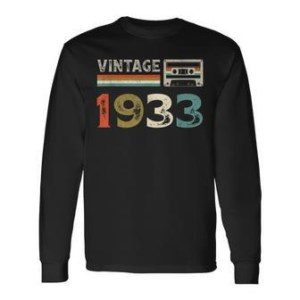 90 Year Old Gifts Vintage 1933 90Th Birthday Cassette Tape Men Women Long Sleeve T-shirt Graphic Print Unisex - Seseable