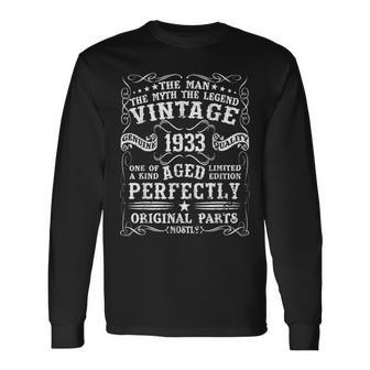 90 Years Old Vintage 1933 Man Myth Legend 90Th Birthday Long Sleeve T-Shirt - Seseable