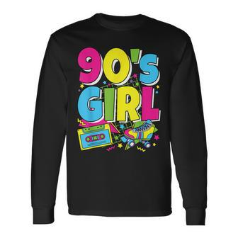 90S Girl 1990S Fashion 90S Theme Outfit Nineties 90S Costume Long Sleeve T-Shirt | Mazezy