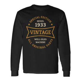 90Th Birthday 90 Years Old Born In 1933 Vintage Ninety Years Long Sleeve T-Shirt T-Shirt | Mazezy