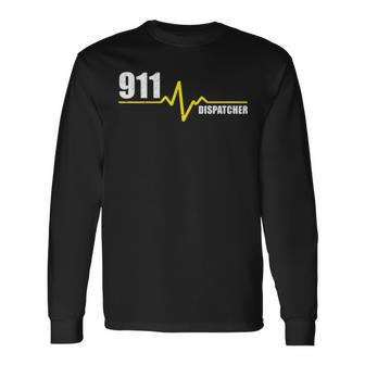 911 Dispatcher Heartbeat Thin Gold Line Long Sleeve T-Shirt T-Shirt | Mazezy