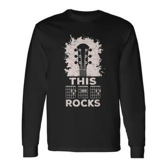 Acoustic Guitar Chord Rocks Music Fathers Day Long Sleeve T-Shirt - Seseable