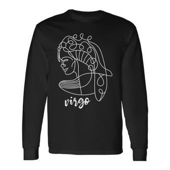 Aesthetic Lineart Virgo Astrological Sign Long Sleeve T-Shirt T-Shirt | Mazezy