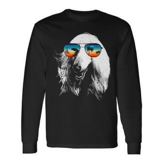 Afghan Hound With Glasses Sunglasses Retro Style Long Sleeve T-Shirt | Mazezy