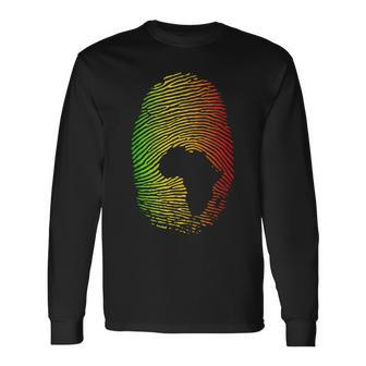 Africa Is In My Dna Fingerprint African Roots Africa Map Long Sleeve T-Shirt - Seseable