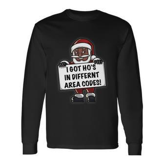 African American Santa I Got Hos Ugly Christmas Meaningful Long Sleeve T-Shirt - Monsterry UK
