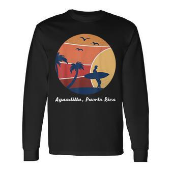 Aguadilla Puerto Rico Surfing Surfer Vintage Sunset Retro Long Sleeve T-Shirt T-Shirt | Mazezy