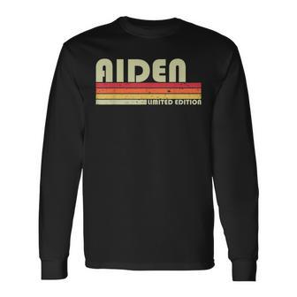 Aiden Name Personalized Retro Vintage Birthday Long Sleeve T-Shirt - Seseable