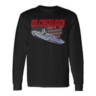 Aircraft Carrier Uss Constellation Cv-64 For Grandpa Dad Son Long Sleeve T-Shirt - Seseable