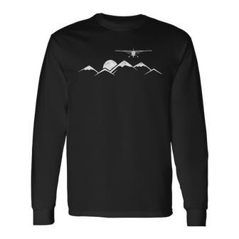 Airplane Over Mountains For Pilots Long Sleeve T-Shirt T-Shirt | Mazezy